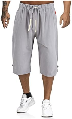 Muške kratke hlače Muške labave kravate pamučne posteljine casual pantalone Elastične struke hlače na plaži na obrezivanje sportskih kratkih hlača za muškarce