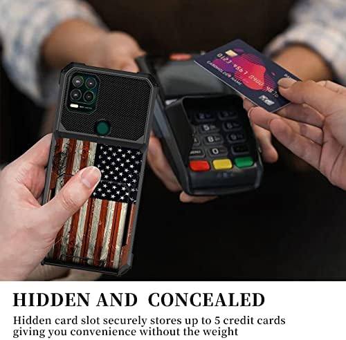 za Moto G Stylus 5G 2021 futrola za novčanik sa 5 kartica preklopni poklopac držač kreditne kartice dvoslojni TPU zaštitni kofer za teške uslove rada za Motorola Moto G Stylus 5G, Pink američka zastava