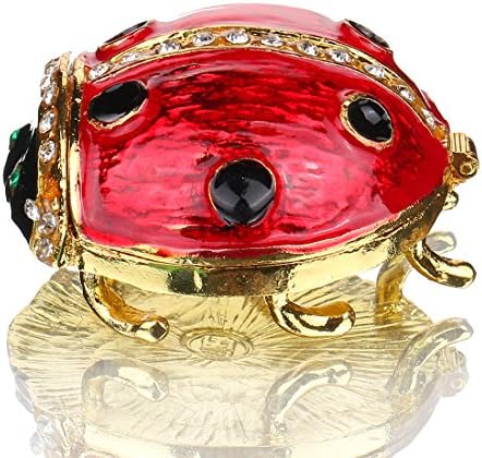 Yu FENG Ladybug figurica Trinket kutija sa šarkama kristali sa draguljima male slatke životinjske kutije