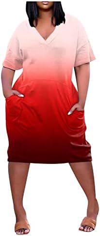 Ženska majica Plus Size majica Oversize kratki rukav Casual ljetna haljina sa džepnom širokom haljinom od tunike