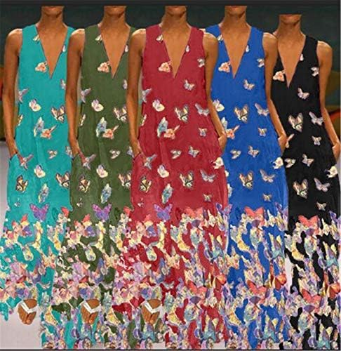 Andongnywell Women cvjetni print Leptir Party Maxi haljina Leptir duge haljine lagana sendura