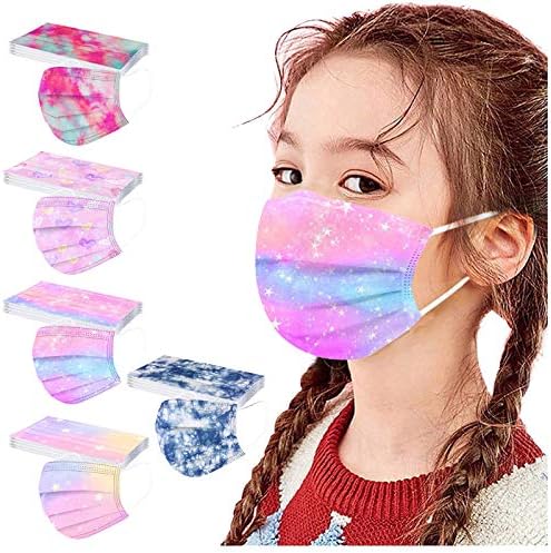 JMETRIE 50pc Dječija jednokratna maska za lice Tie-dye gradijentne maske za lice prozračna udobna maska za djevojčice