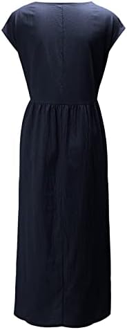 IcoDod haljina ženska 2023 proljetna ljetna puna kratka rukava labava vrata posade visoka struka Duga dužina haljina za žene