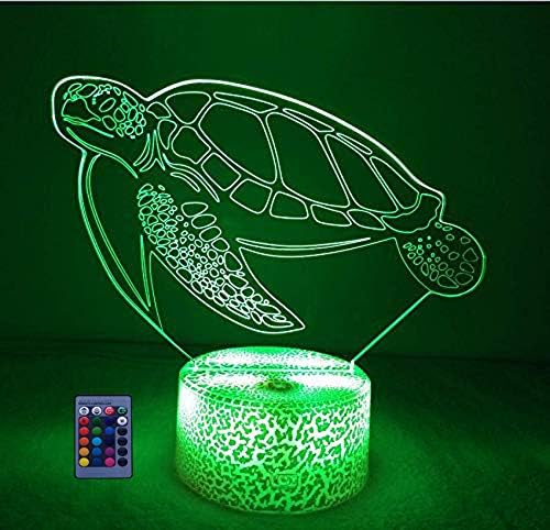 Hpbn8 Ltd 3d morska kornjača noćno svjetlo USB pogon dodirni prekidač daljinski upravljač LED dekor optička