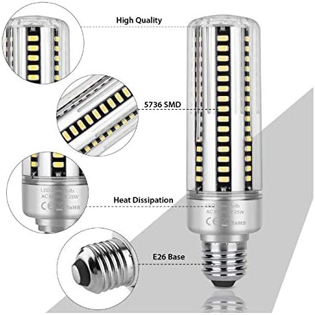 4pack LED kukuruzna sijalica, 25W, E26 utičnica, 6000k hladna Bijela, 180W ekvivalent, LED sijalica za dom,
