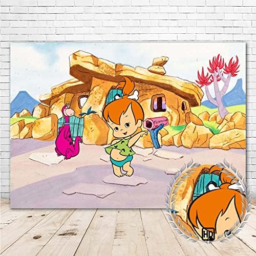 RURU šljunka pozadina za djevojku 1. Rođendanska zabava dekoracije 7x5 vinil Dino i Pebblies Banner Flintstones