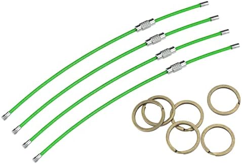MECCANIXITY žica za ključeve od nerđajućeg čelika kablovi za ključeve 6 PVC presvučena petlja zelena 4kom,