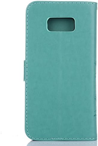 Flyee futrola kompatibilna sa Samsung Galaxy S8, torbica za novčanik za žene i djevojčice sa držačem za kartice,kožna preklopna torbica za Galaxy S8-reljefno cvijeće zeleno