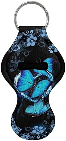 COEQINE Blue Flower Butterfly Print držač za labele privjesak za ključeve držač ruža za usne držač za usne