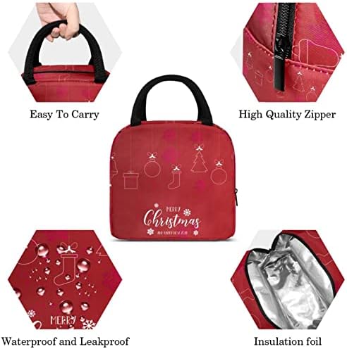 Crvena Božićna Ornamentna boja torba za ručak izolovana kutija za ručak torba za piknik na otvorenom Školska