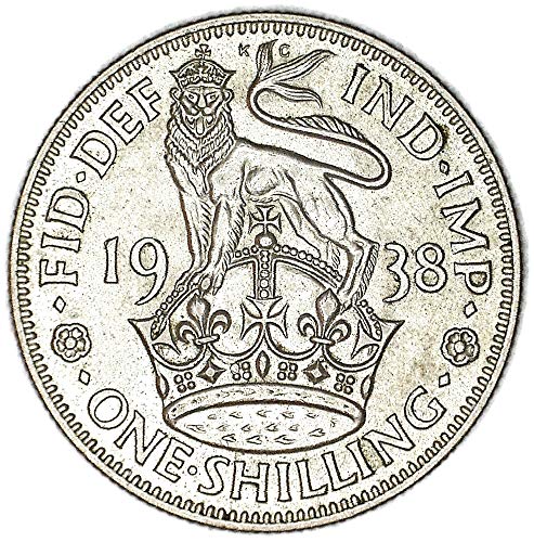 1938. UK 1938 UK George VI Engleski Crest sa Ind IMP srebrnom šilingom oko nekontroliranog