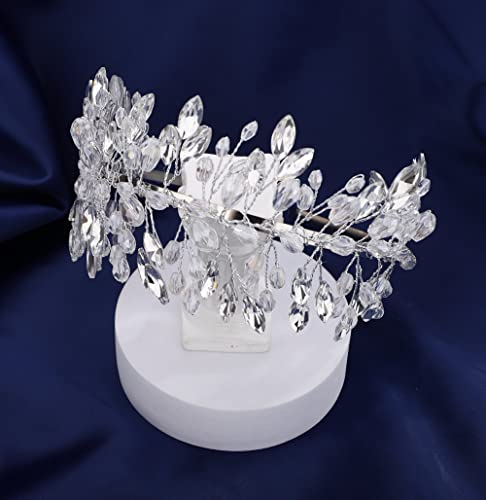 Sither Bridal Silver Crystal traka za glavu za vjenčanje velika traka za glavu Boho Hair Accessories Headpiece