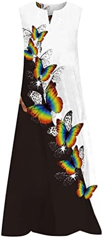 Zervoba Ljetne haljine za ženske haljine bez rukava Maxi sa džepovima Bohemian Haljina spremnika Leptir