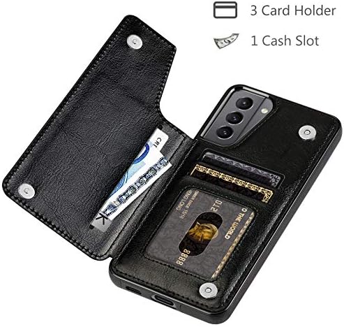 HianDier kompatibilan sa Samsung Galaxy S21 Plus futrolom za novčanik 5G 6.7 Inch tanka zaštitna futrola sa držačem utora za kreditnu karticu Flip Folio mekana PU Koža magnetni poklopac za zatvaranje, Crna