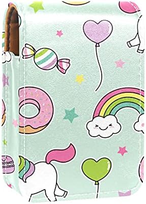 Cartoon Unicorn Rainbow Donut Balloon Candy Svijetlozeleni Držač Sjajila Za Usne Torbica Za Ruž Za Usne Prijenosna Torba Za Šminkanje Putna Torbica Za Ruževe S Ogledalom Mini Kutija Za Odlaganje Ruževa Za Žene