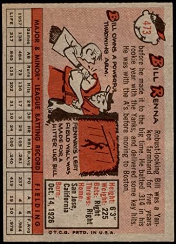 1958. TOPPS 473 Bill Renna Boston Red Sox Ex / MT Red Sox
