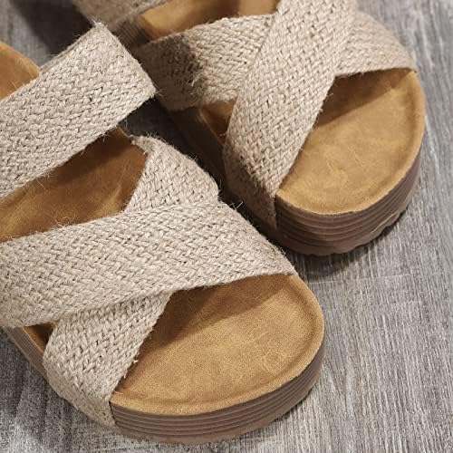 Aniywn japanke za žene ljetne cipele na plaži na platformi udobne tkane sandale s debelim potplatom papuče