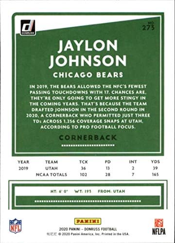 2020. Donruss 273 Jaylon Johnson Chicago Bears NFL fudbalska karta NM-MT