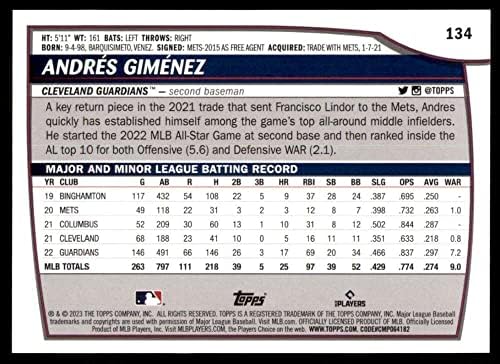 Baseball Trgovačka kartica MLB 2023 TOPPS Big League 134 Andres Gimenez Nm u blizini metvice staratelja