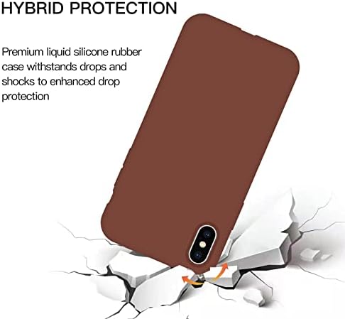 Zvastt iPhone XS Max Case Tečni silikonski gel gumeni gumeni tanak futrola Soft-ocrtav izdržljivost mikrovlakana za mikrovlaknu površinu puna tijela otporna na udarcu za zaštitu od punog kućišta za iPhone XS max 6,5 , smeđi