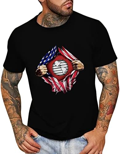 XXBR MENS vojnički kratki rukovi majice Patriotska američka zastava Thirt Neovisno stanje Neovisnosti Ljeto