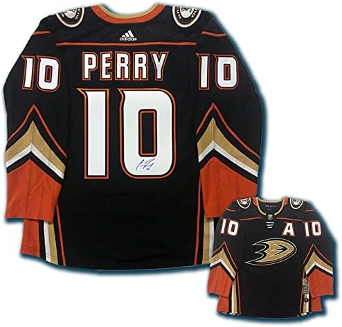 Corey Perry potpisao anaheim patke crni adidas pro dres - autogramirani NHL dresovi
