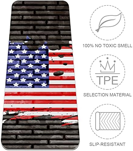 Siebzeh američka zastava na zidu od opeke Premium debela prostirka za jogu Eco Friendly Rubber Health &