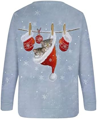 Fandream pulover duksevi za žene Božić Print brod vrat T Shirt Warm Plus Size Atletski vrhovi za žene