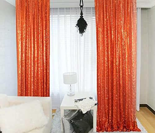Zavjese sa šljokicama 2 ploče 4x10ft narandžaste zavjese u pozadini sa šljokicama svjetlucavi selfi zid