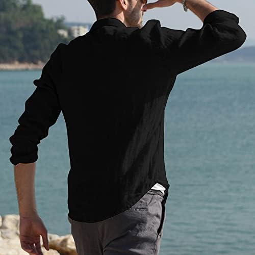 Majice za muškarce muške modne Casual jednostavne pamučne i lanene majice s malim printom na reveru duge