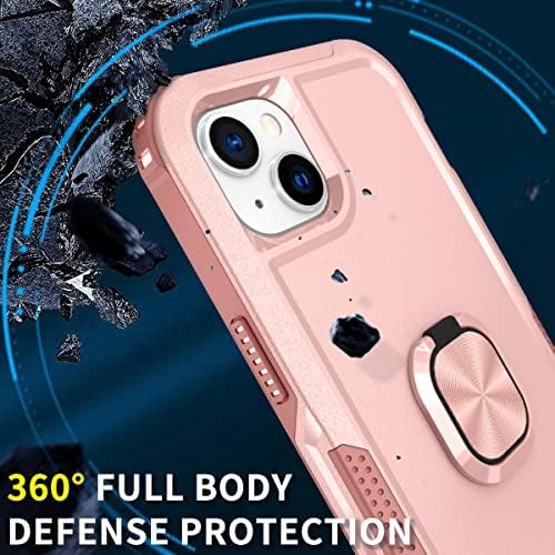 Bizzib za iPhone 14 Case Heavy Duty Cull Body otporan na udarce sa 360 ° držač prstena Podrška za nosač