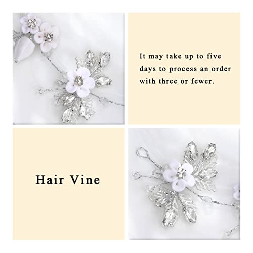 Heread Flower Bride Wedding Hair Vine srebrni list vjenčana traka za glavu Kristal Hair Breath Accessories za žene i djevojčice 