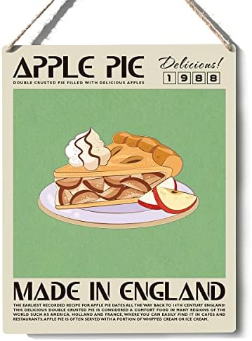 Smiješna kuhinja Decor Decor Apple Pie Drveni znak plak zidni viseći posteri Artwork 8 X10 Moderna kućna