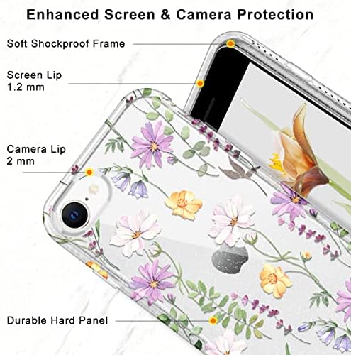 LAMCASE kompatibilan sa iPhone SE 2020 futrolom, iPhone SE 2022 futrolom, sa 2 zaštitnika zaslona + 2 zaštitnika