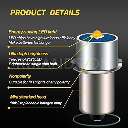 Ruiandsion 1pc P13.5S LED sijalica 3w 6-24V 3000k toplo Bijela LED zamjenska sijalica za Dewalt Torch alatne