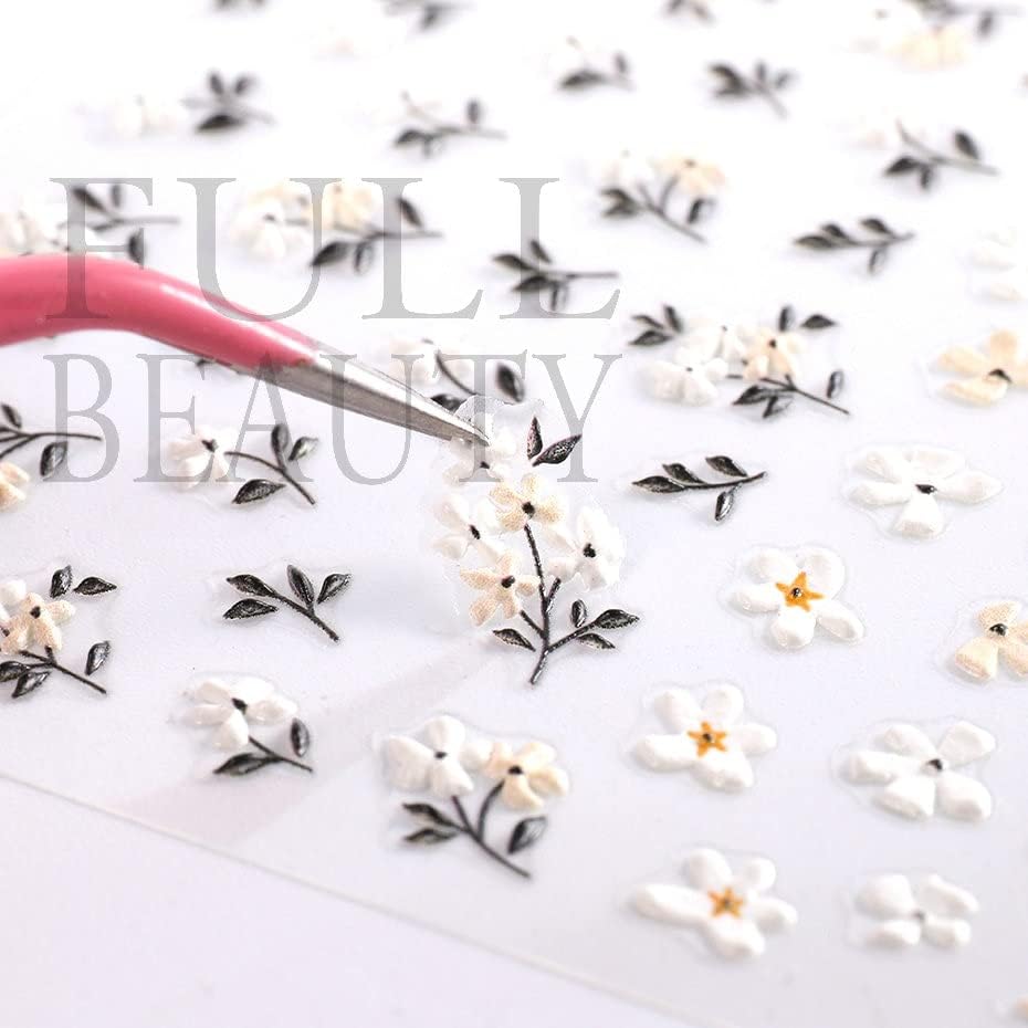 5D akrilne bijele cvjetiće tratinčica za nokte Astickers ukrasi ugravirani nokti dijelovi naljepnice manikura