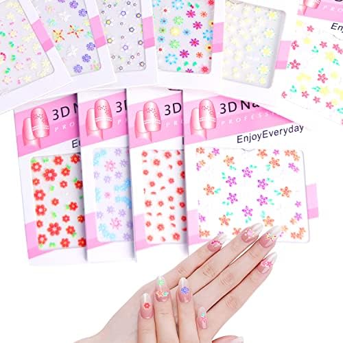 Naljepnice za nokte za žene i djecu djevojčice-10 listova 3D samoljepljivi slatki DIY Nail Art ukras Set