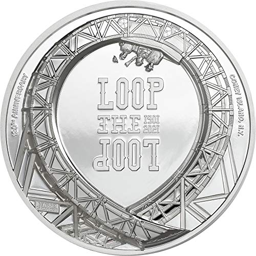 2021 DE Moderna prigodna Powercoin petlja The Loop Roller Coaster 1 oz Silver Coin 5 $ Cook Islands 2021