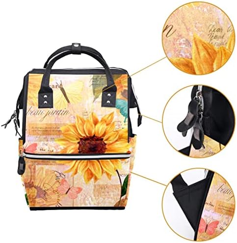 Guerotkr Travel Backpack, Pelene torbe, ruksak pelena, vintage suncokret leptir