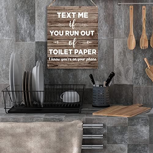 Dekor kupaonice Smiješni pokloni Pošaljite mi poruku Ako vam ponestane toaletnog papira Drveni viseći znak