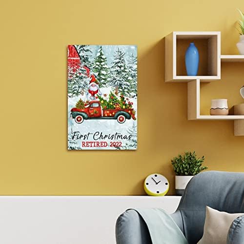 Crveni kamion snjegonski znak Vintage Božićni viseći znak Prvo božićno penzionirano farma Zimski snježni