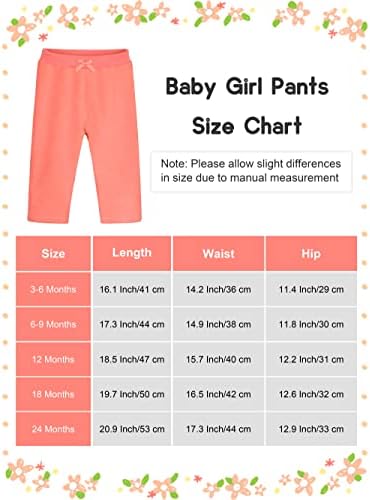 Resinta 5 Pack Baby Girls 'Flece hlače zimske tople meke mikrofleće hlače sa elastičnim pojasom i lukom, 5 boja