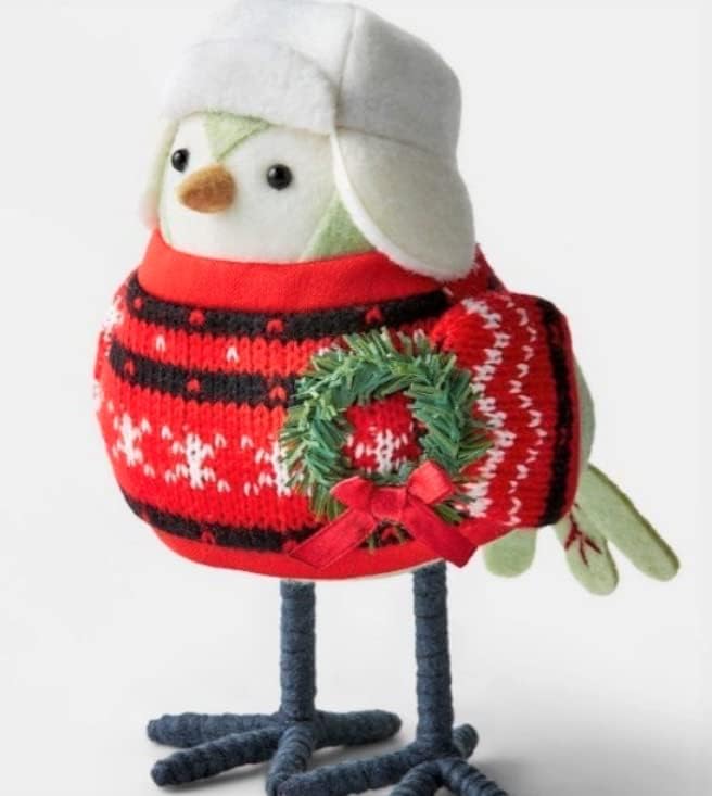 Pero prijatelji - Wondershop tkanina ptica: siva stopala: Crveni džemper sa vencem: fika