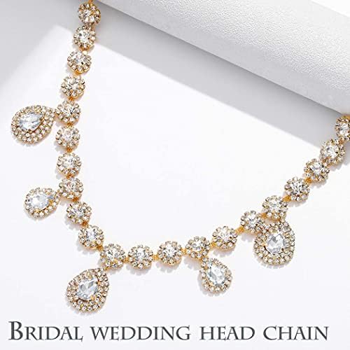 Aceorna Rhinestones lanac za glavu za mladenku za čelo Boho Crystal Headpiece Bride Hairpiece vjenčani nakit