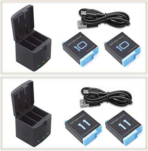 4 pakovanje baterija za GoPro Hero 11, GoPro Hero 10, GoPro Hero 9 & 2 paket 3-kanalni punjač za punjač