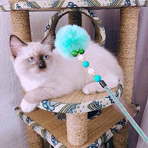 Oallk mačke igračke šarene perle zečje kose kugla za kosu teader palica elastična plastična dugačka u mačiće igrus macke chats