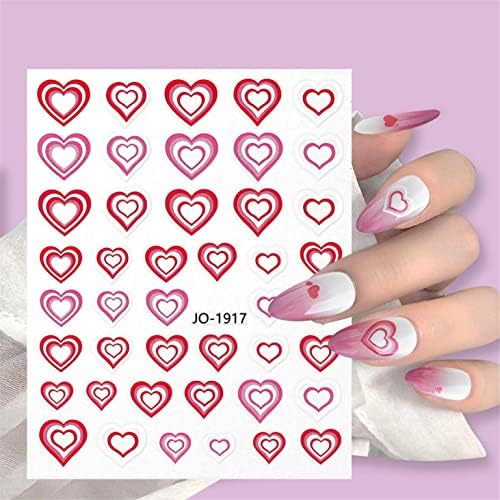 1 list srčane naljepnice za nokte gradijentne samoljepljive naljepnice za umjetnost noktiju obojene ljubavne