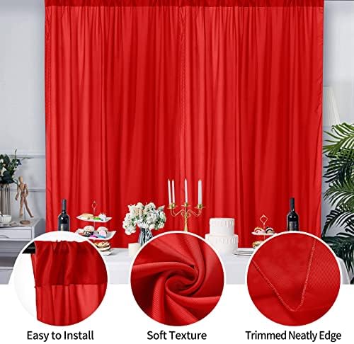 Hahuho zavjese u pozadini 10ft by 7ft šifon zavjese za pozadinu za scensku dekoraciju fotografija za svadbene zabave(2 panela, 5ft x 7ft, Crvena)