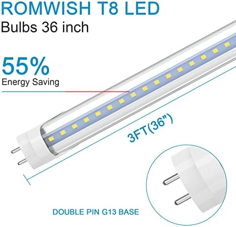 3ft LED cijevno svjetlo, T8 T10 tip B LED sijalica, 14W, 1600lm visoko svijetlo, 36 inča F30t12 fluorescentna zamjena, uklanjanje balasta, 5000k dnevno svjetlo, dvostruka snaga, jasan poklopac