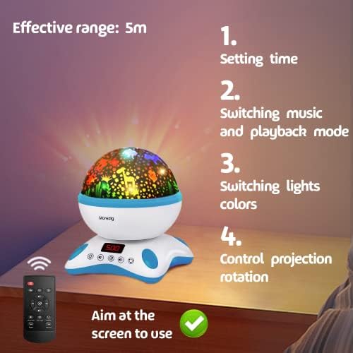 Moredig-Star projektor, daljinsko upravljanje i tajmer rotirajuća višebojna Noćna svjetlost-plava